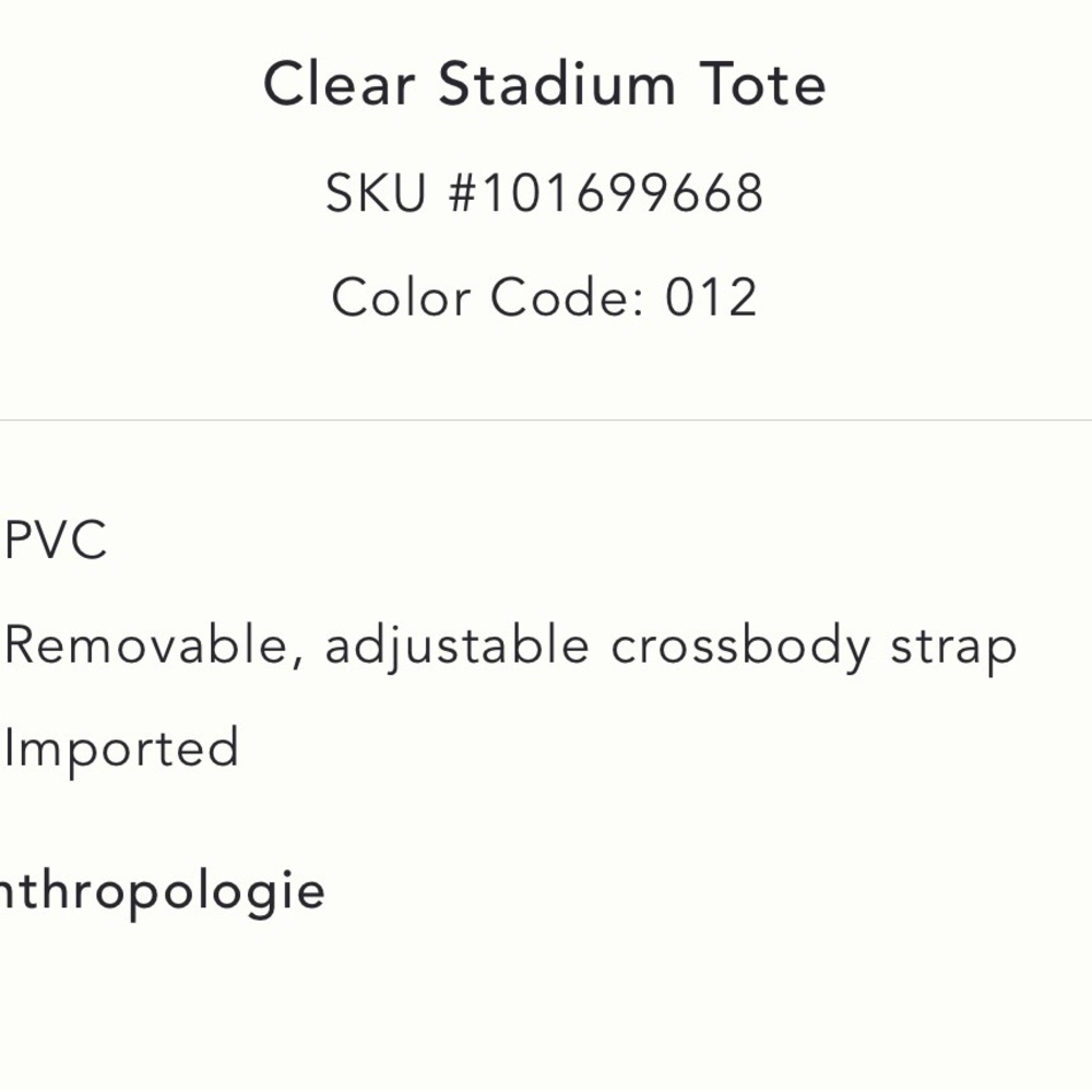 NWT Anthropologie Clear Stadium Tote - Picture 5 of 6